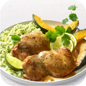 Cilantro Lime Chicken Thighs with Roast Acorn Squash & Cilantro Rice